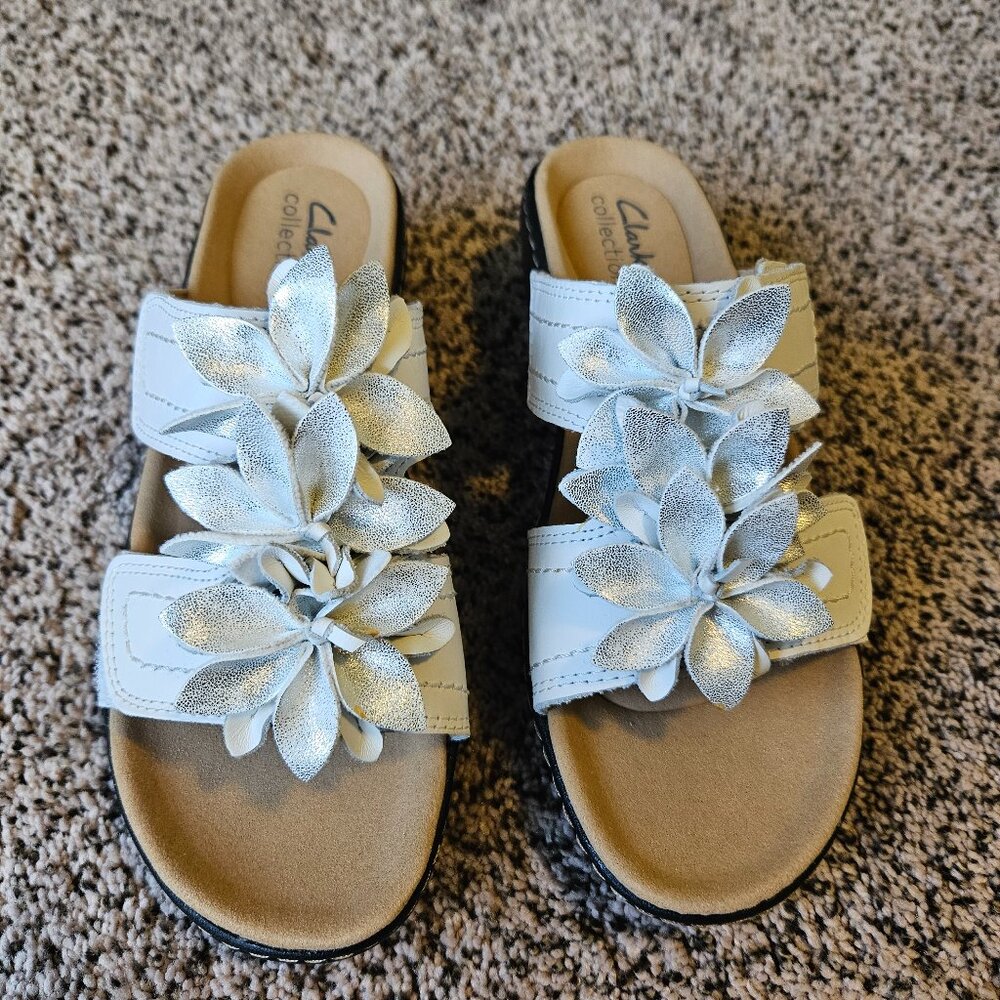 Clarks Merliah Raelyn White Leather Sandals